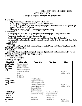 Kiểm tra học kì II (năm 2014 - 2015) môn Lịch sử 9